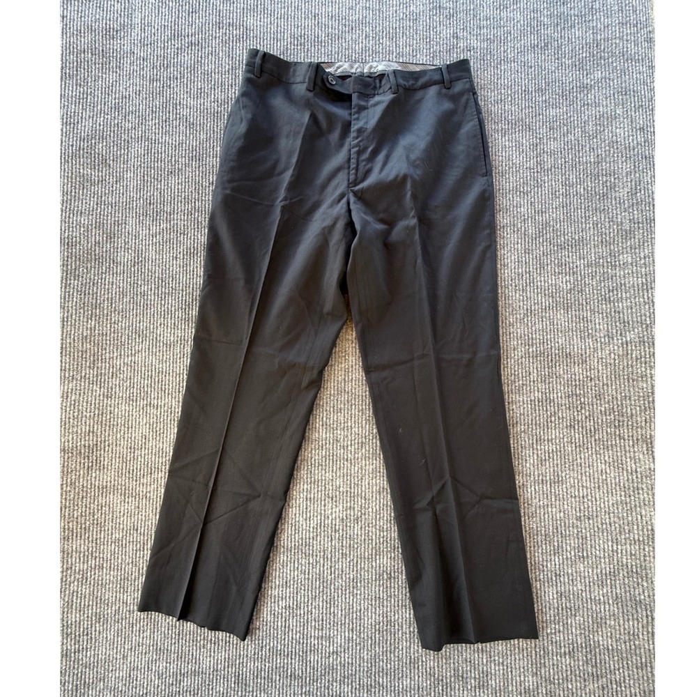 Calvin Klein Mens Black Dress Pants Flat Front Straight Leg Trousers 34x31
